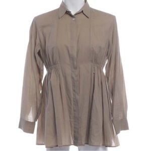 ACNE jeans vintage ruched/elasticated high waist button down 💯 cotton shirt 34